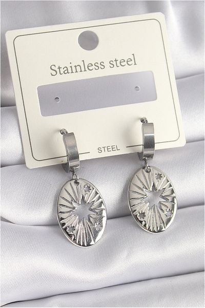 Skygo 316L Steel Silver Color Polar Star Embroidery Women's Earrings - Tj-Bkp9697