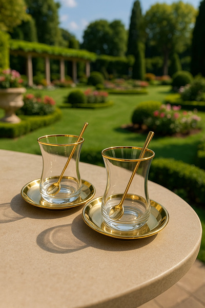 Veliday 6 Kişilik Tokyo Çay Seti (GOLD) -  Paslanmaz Çelik Tabak