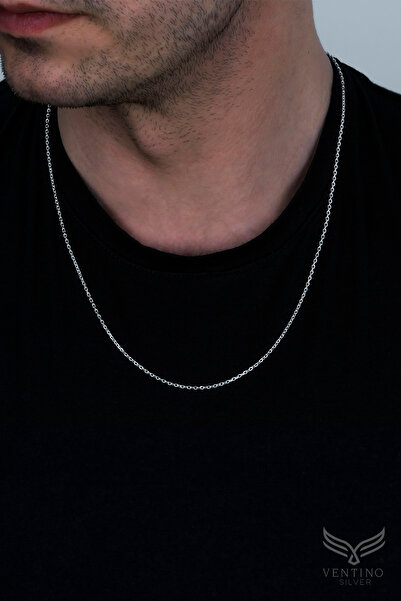 Ventino Silver 2mm Forse 925 Ayar Gümüş Erkek Zincir Kolye VEK-3208