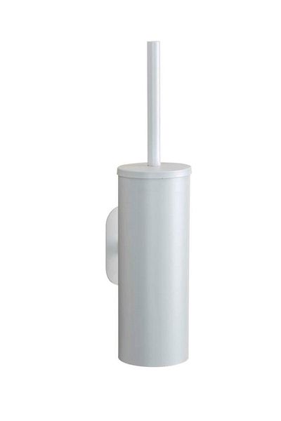 Saban Toilet Brush Set – Wall Mounted, Adhesive System, Stainless Steel, Matte White, Repl