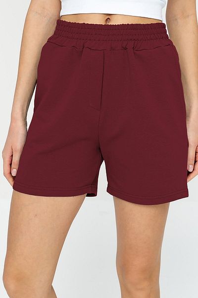 bilcee Pantaloni scurți sport pentru femei Quicktime, din bumbac, cu talie înaltă, cu buzunare, cu talie elastică 7006