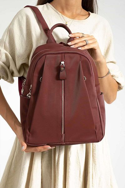 Getcho Dulde Satin Claret Red Women's Backpack Waterproof Multi-Eye Zipper Bag for Daily Use