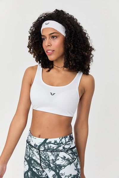 bilcee Λευκό Lycra Sports Crop Top - Με μαξιλαράκι, Bustier σουτιέν, συσκευασία σουτιέν 0819