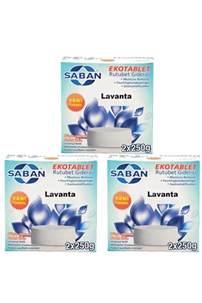 Saban 3 Adet 2x250 gr Nem Alıcı Rutubet Giderici Yedek Tablet Lavanta