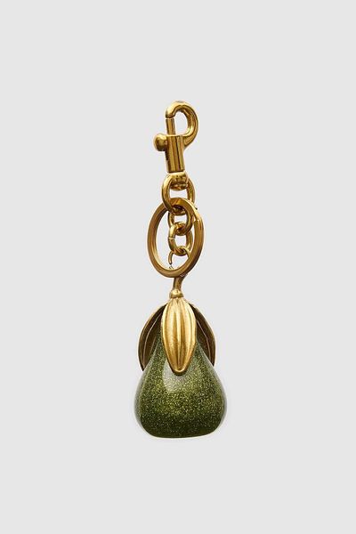 Jagu Silvery Green Gold Detailed Pear Bag Charm and Keychain