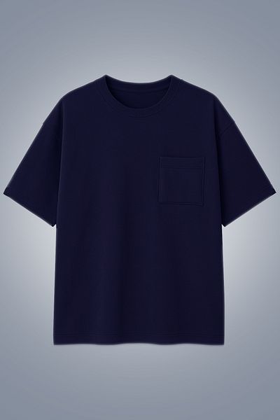 bilcee Men's Dark Navy Blue Oversize Pocket T-Shirt 4582