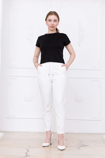 MyRia Women's Elastic Waist Rope Detailed Narrow Leg Trousers