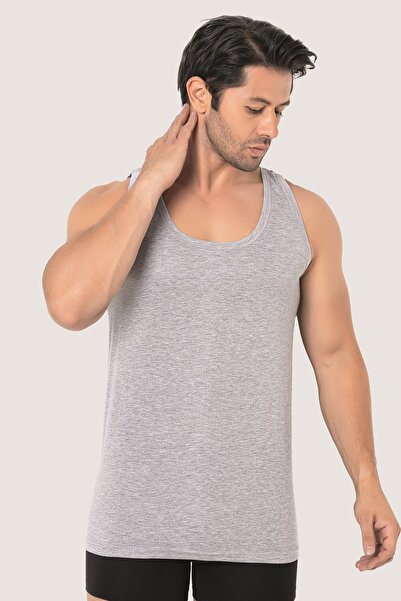 Arma Yıldız 6 Pack Gray Men's Singlet 100% Cotton Combed Cotton, Breathable Underwear
