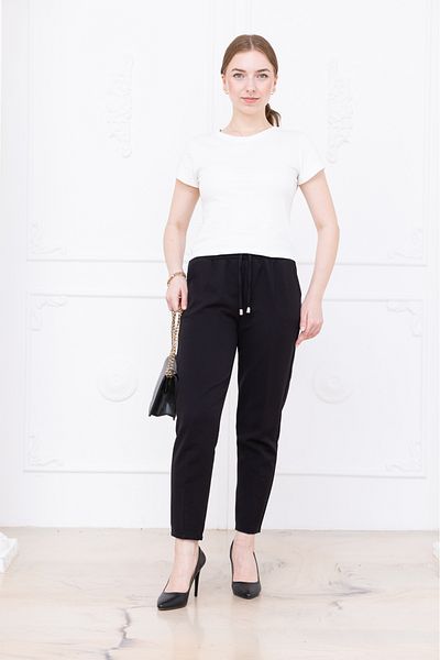 MyRia Women's Elastic Waist Rope Detailed Narrow Leg Trousers