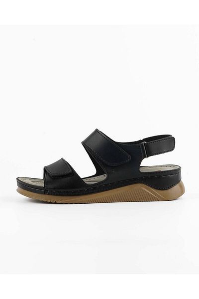 DR KLOMPA Sandale confortabile negre de damă cu talpă ortopedică