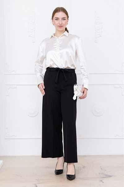 MyRia Women's Elastic Waist Rope Detailed Wide Leg Trousers