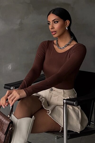 Ladima Kadın Acı Kahve Prenses Yaka Bluz