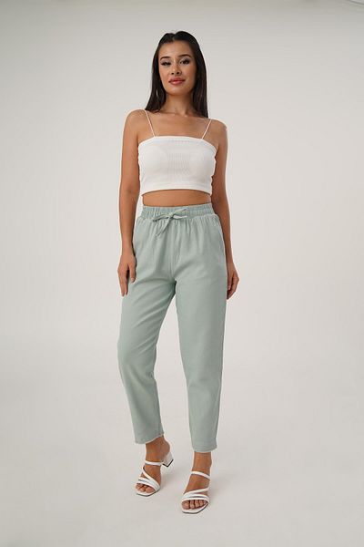 Hipo Trend Gabardine Mint Trousers - Elastic Waist