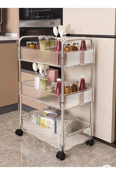 Un Versatile mobile storage cart with a modern design