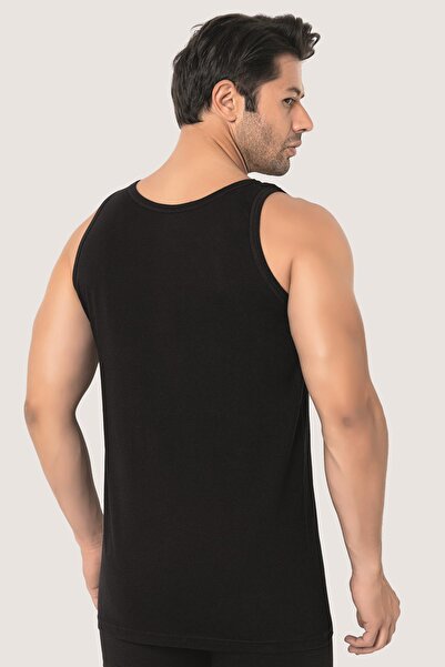 Arma Yıldız 6 Pack Black Men's Singlet 100% Cotton Combed Cotton, Breathable Underwear