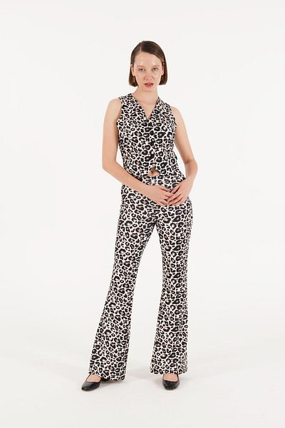 Hipo Trend High Waist Leopard Print Trousers