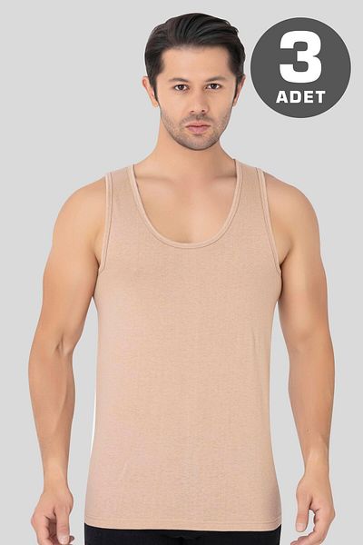 Arma Yıldız Men's Skin Color Combed Cotton Undershirt 100% Cotton 3 Pack