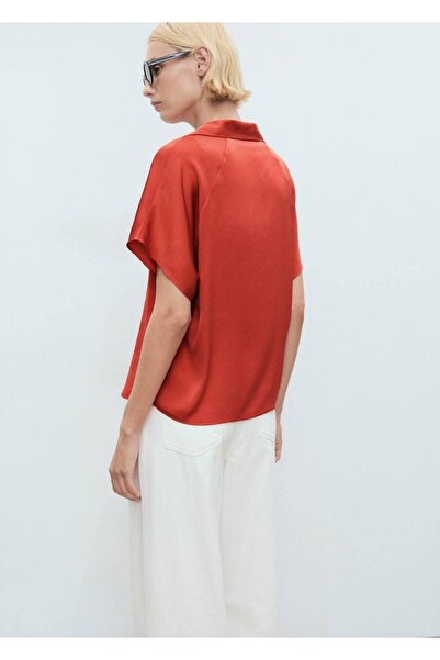 MANGO Woman Fluid Shirt with Short Sleeves