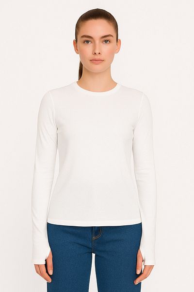 vesantia Finger Snap Long Sleeve Crew Neck Lycra Body
