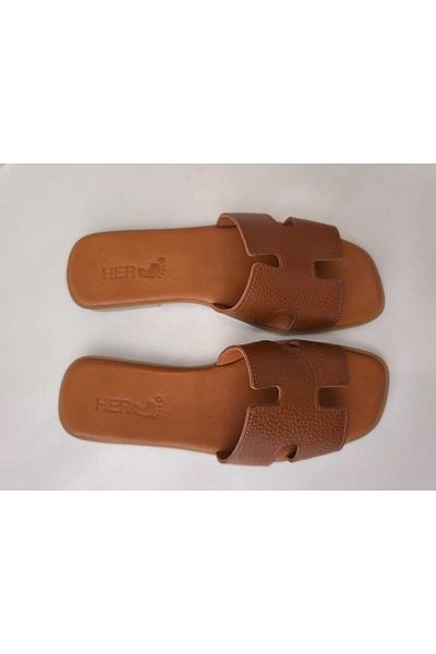 Herayakkabi Women's Leather Slippers Non-Slip Sole Soft Wearable