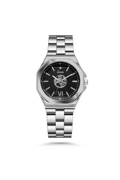 catera Men's Watch with Steel Band, 20 Meters Water Resistant, Black Dial