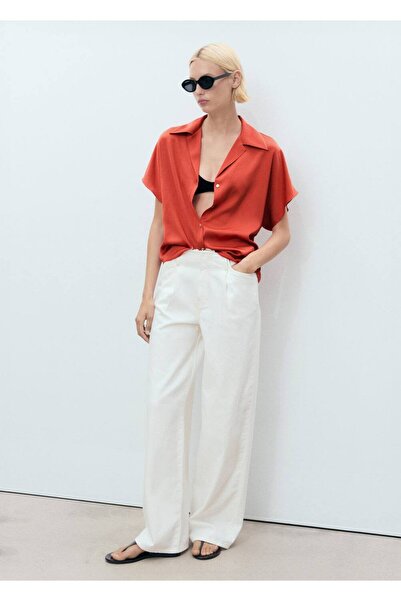 MANGO Woman Φλούδιο πουκάμισο με κοντό μανίκι