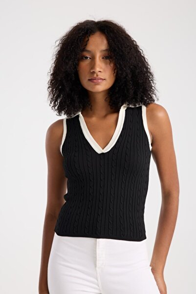 İLKCET MODA V Neck Hair Knit Women's Knitwear