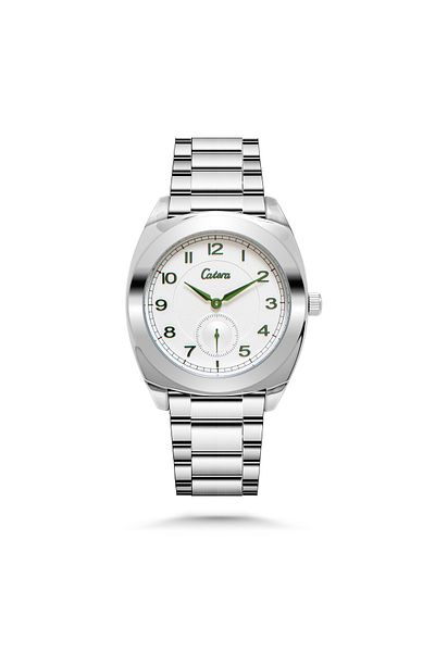 catera Men's steel watch with green numbers