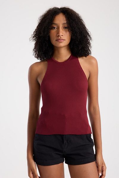 İLKCET MODA Tricotaj pentru damă, fără mâneci, cu gât cu șalter