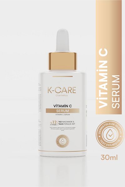 K K-CARE Cosmetics Vitamin C Serum - 12% Vitamin C 0.5% Ferulic Acid 5% Niacinamide