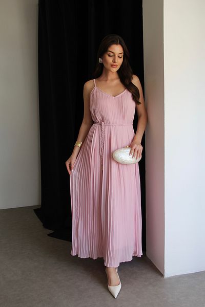 Julidress Rochie de vară premium lungă, cu bretele, căptușită cu bretele plisate