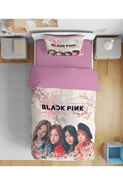 Erays Home Set de lenjerie de pat pentru fete tinere, imprimat 3d, negru, roz