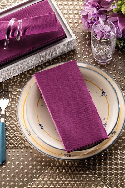 NapkinStore 50 Pieces Airlaid (Purple) Fabric Textured Napkin 40*40 1/4 Fold