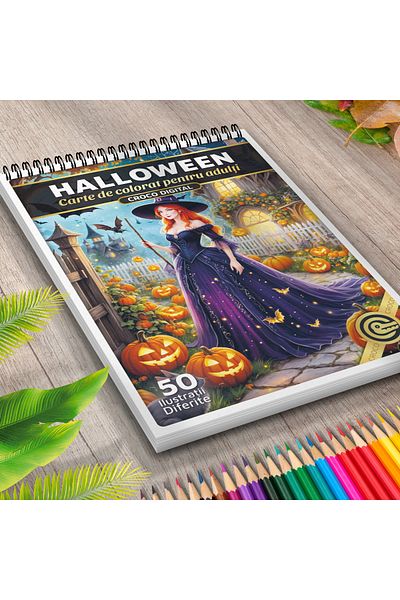 OEM Adult Coloring Book, Halloween, 50 Antistress Illustrations for Relaxation