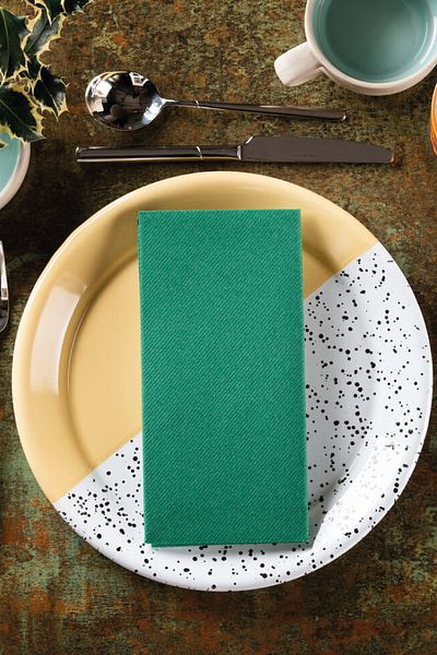 NapkinStore 50 Pieces Airlaid (Green) Fabric Textured Napkin 40*40 1/4 Fold