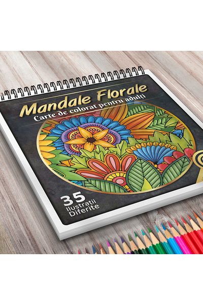 OEM Adult Coloring Book, Floral Mandalas, 35 Antistress Illustrations With Flowers