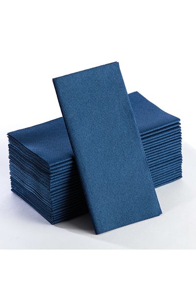 NapkinStore 50 Pieces Airlaid (Navy Blue) Fabric Textured Napkin 40*40 1/4 Fold
