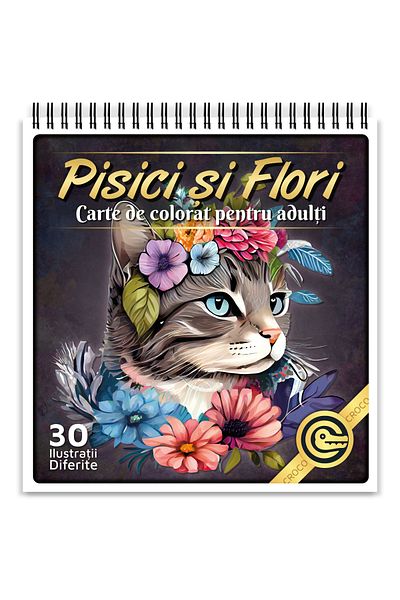 OEM Adult Coloring Book, Cats and Flowers, 30 Antistress Illustrations for Relaxation