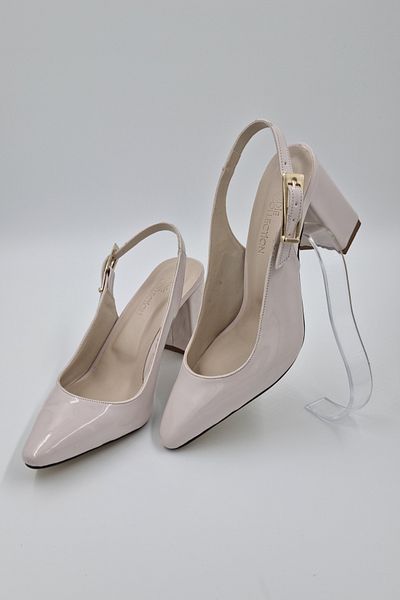 Odie Collection Women's Buckle Pointed Toe Patent Leather Thick Heeled Evening Dress Stylish Shoes
