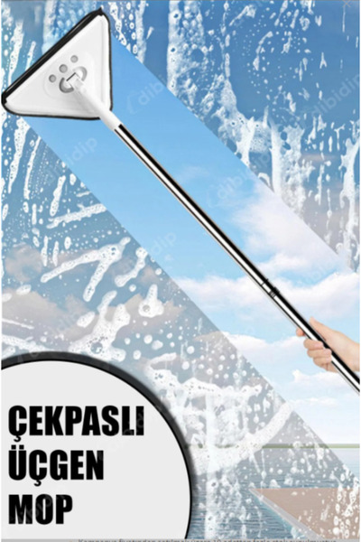 çt çeçem ticaret Üçgen Mop Cam Duvar Tavan Fayans Parke Temizleyici 2 Bezli