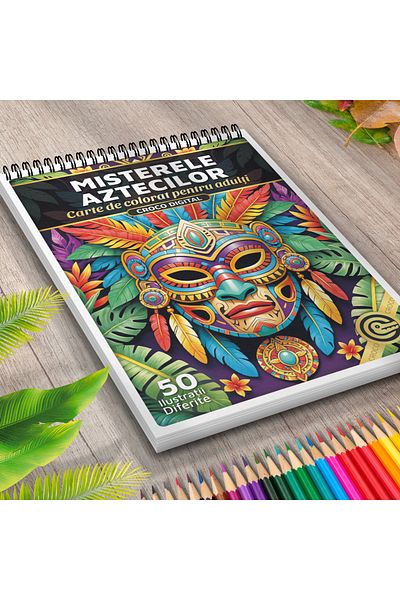 OEM Adult Coloring Book, Aztec Mysteries, 50 Antistress Illustrations for Relaxation
