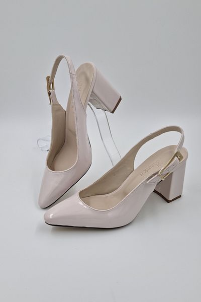 Odie Collection Women's Buckle Pointed Toe Patent Leather Thick Heeled Evening Dress Stylish Shoes