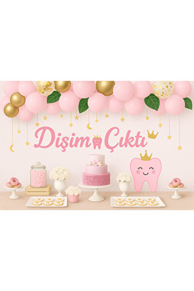Dekals First Tooth Pink Calligraphy Banner |   Baby Tooth Party Ornament |   ...