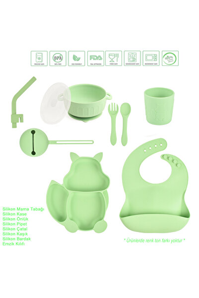 jojobebek Silikon Beslenme Seti Vakumlu Silikon Mama Tabağı ve Kasesi, Önlük,...