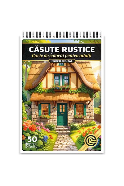 OEM Adult Coloring Book, Rustic Cottages, 50 Antistress Illustrations for Relaxation