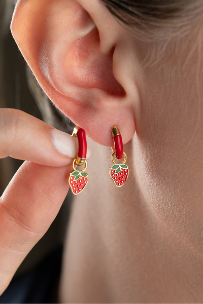 Silvano Jewelry 925 Ayar Gümüş Çilek Çocuk Küpe