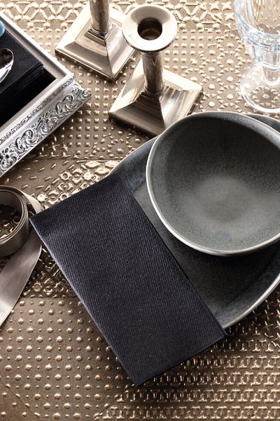 NapkinStore 50 Pieces Airlaid (Black) Fabric Textured Napkin 40*40 1/4 Fold