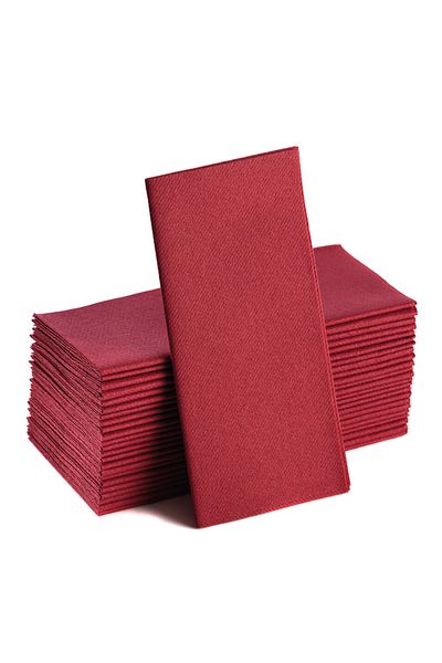 NapkinStore 50 Pieces Airlaid (Burgundy) Fabric Textured Napkin 40*40 1/4 Fold