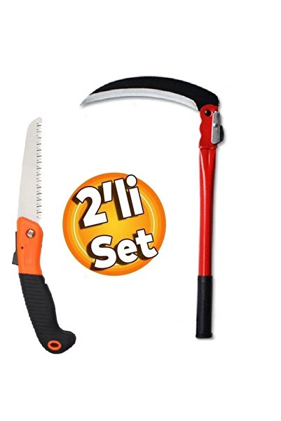 Depolife Katlanır Tırpan Çim Ot Çalı Ağaç Dal Kesme Budama Testere Bahçe Orağ...