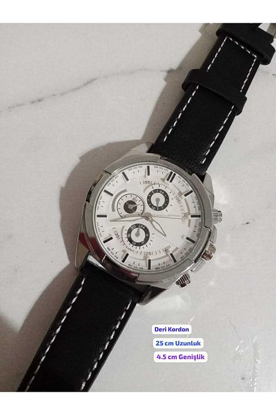 Brality Men's Wrist Watch Watch ... (Stitched) Black Leather Band... Silver Color Case- 6066